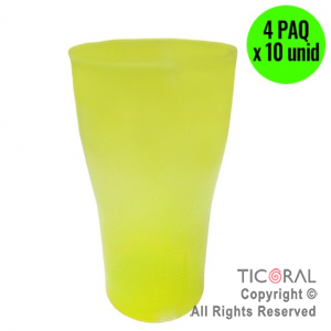 VASO COLA COLOR AMARILLO FLUO 4 PAQUETES x 10 UNIDADES